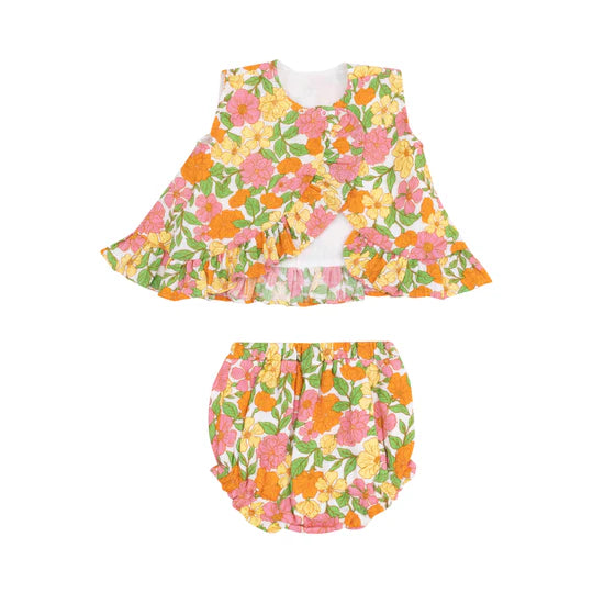 Ruffle Back Top & Bloomer | Botanical Retro Floral