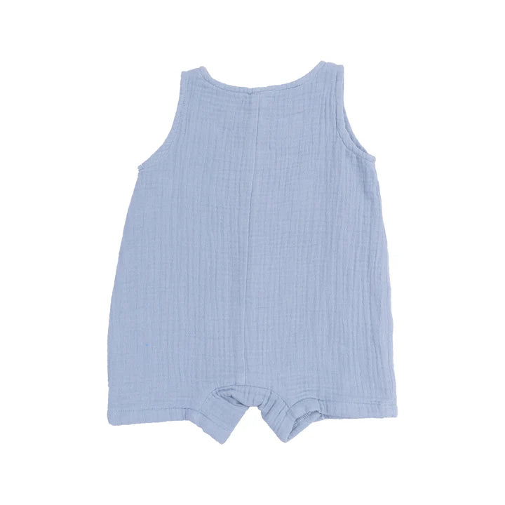 Muslin Sleeveless Shortie Romper | Dusty Blue