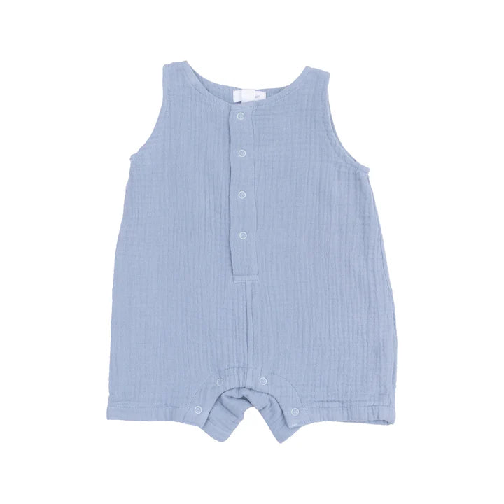 Muslin Sleeveless Shortie Romper | Dusty Blue