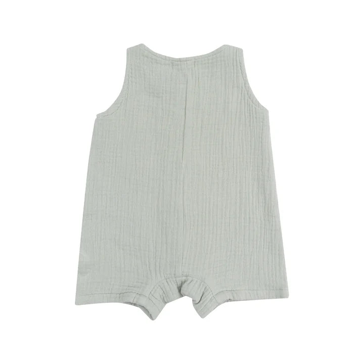 Muslin Sleeveless Shortie Romper | Desert Green