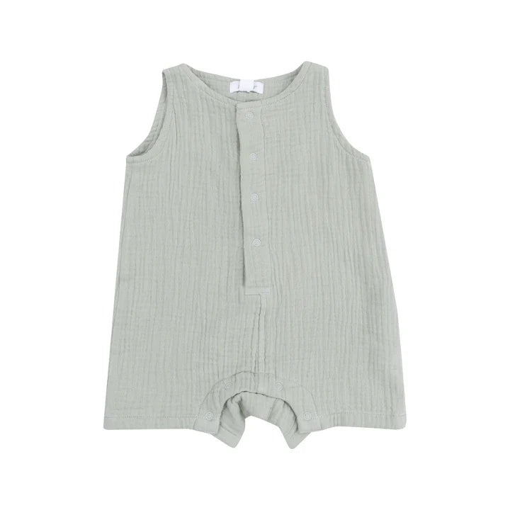 Muslin Sleeveless Shortie Romper | Desert Green