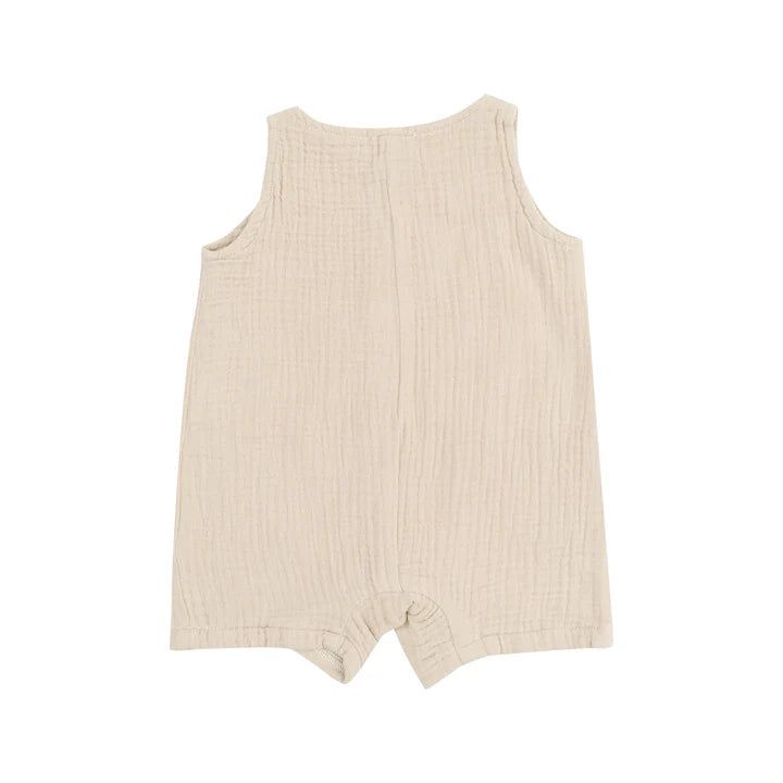 Muslin Sleeveless Shortie Romper | Oxford Tan