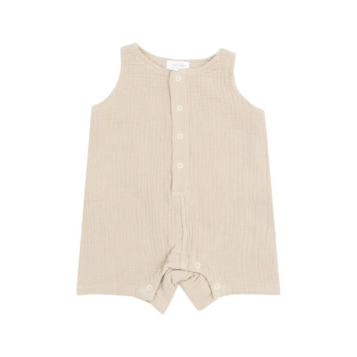 Muslin Sleeveless Shortie Romper | Oxford Tan