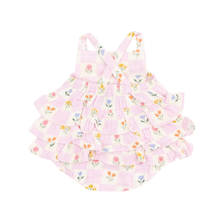 Ruffle Sunsuit | Floral Check