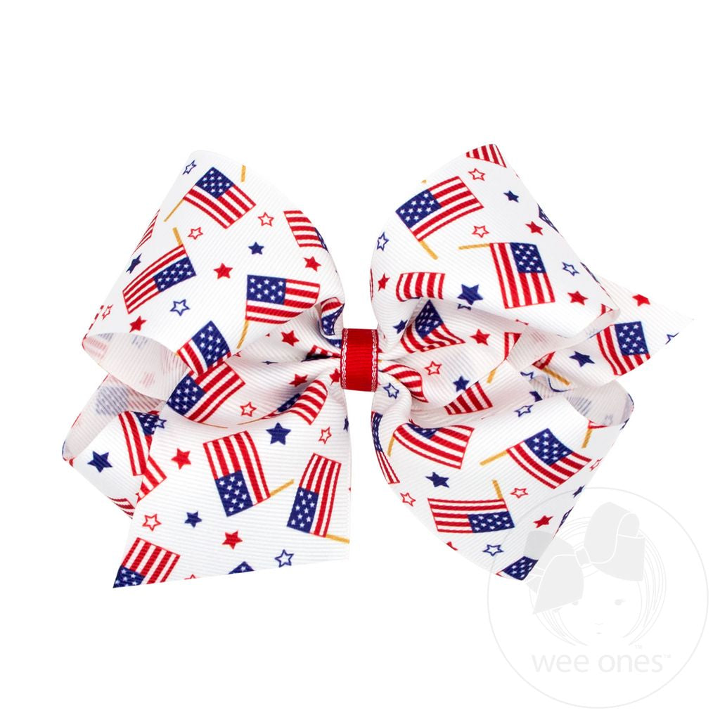 Hair Bow on Clip | Flag