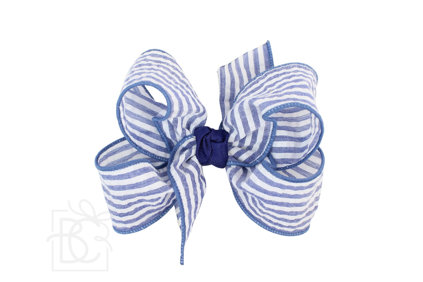 Seersucker Bow On Clip | Navy