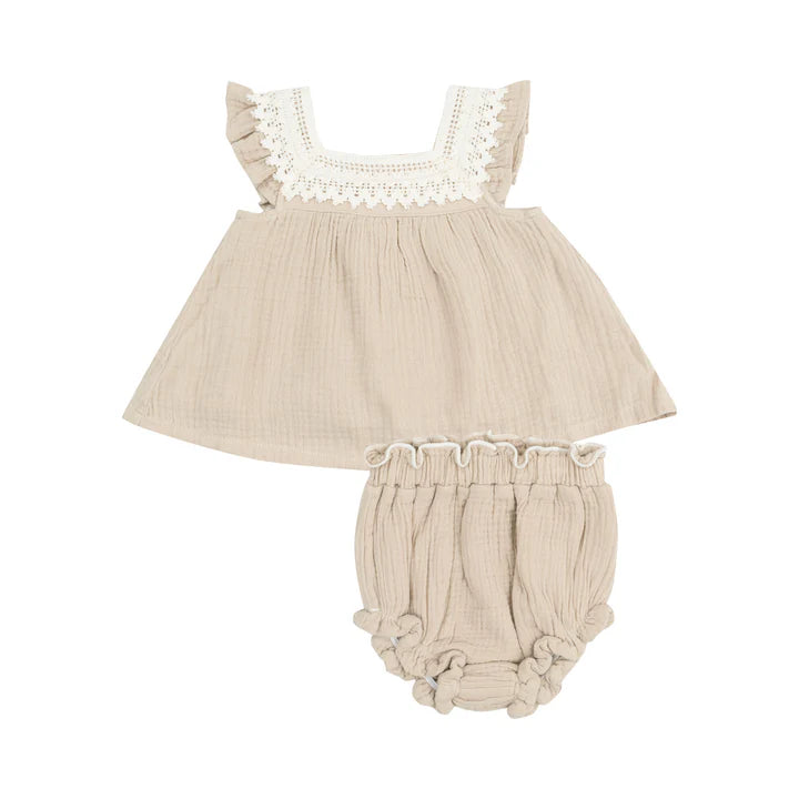 Muslin Pinafore | Oxford Tan