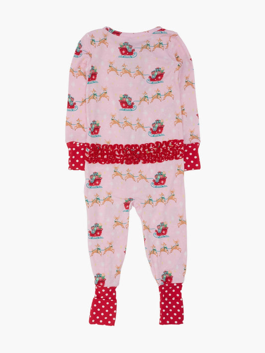Sleigh Ride Pink | Reindeer Convertible Footie