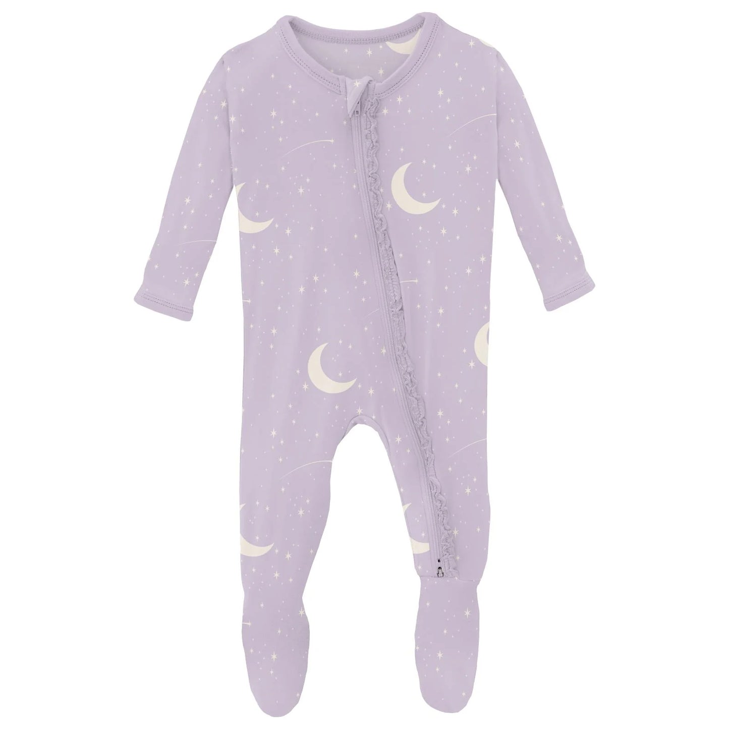 Ruffle 2 Way Zipper Footie | Thistle Starry Sky + Moon