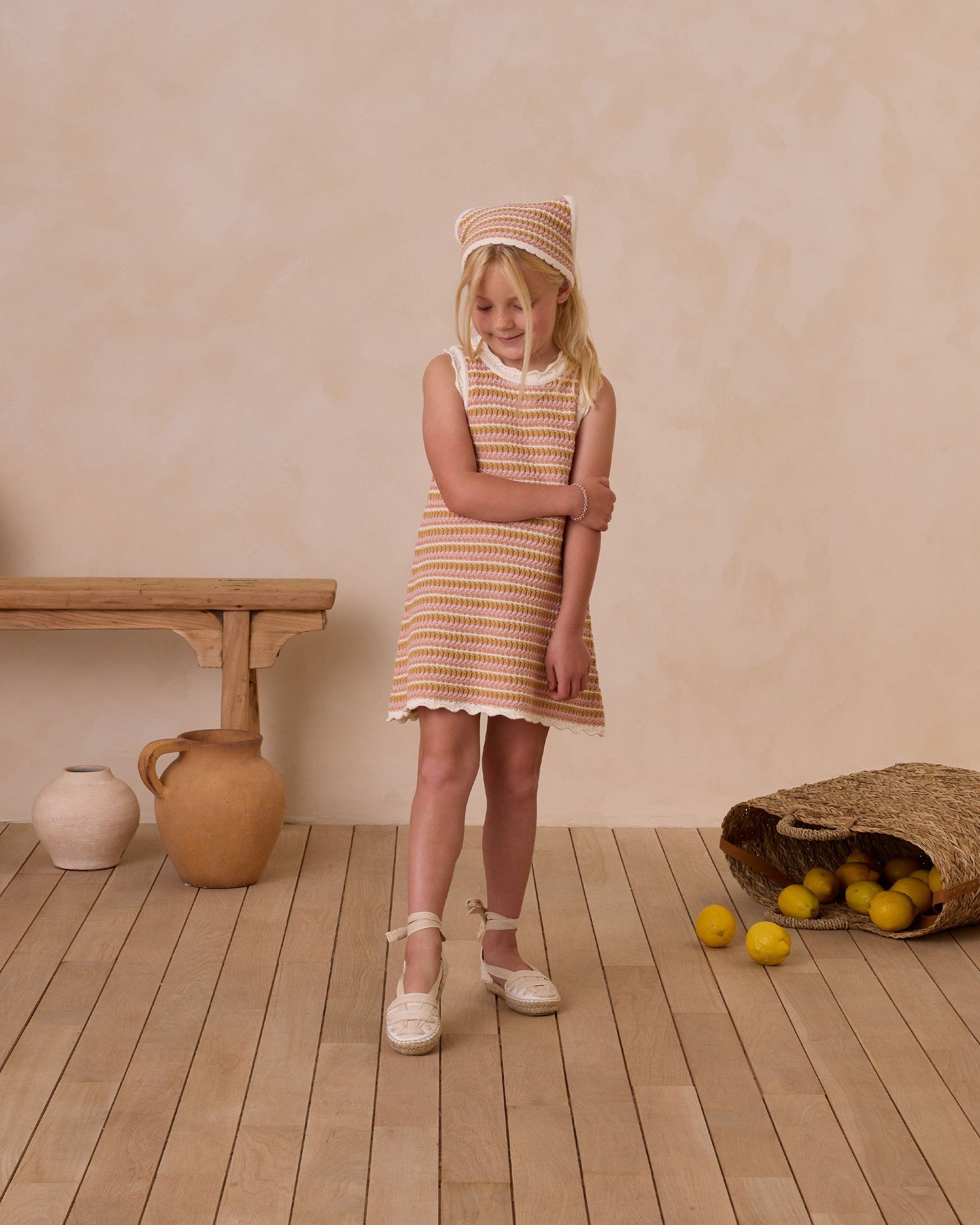 Crochet Tank Mini Dress | Pink Stripe