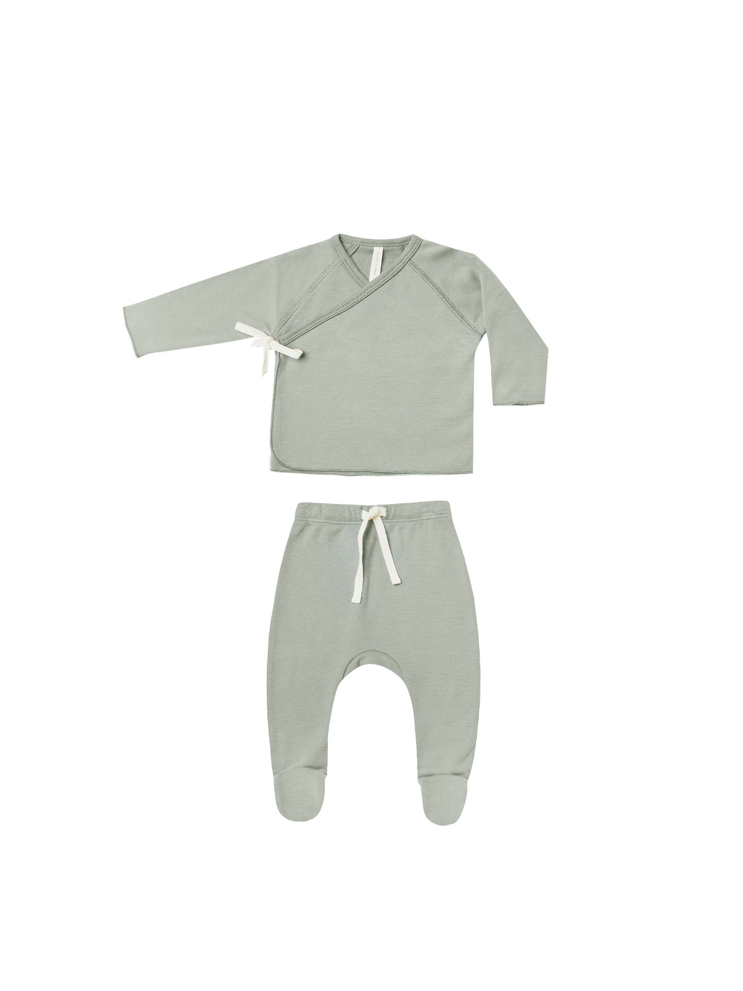 Wrap Top + Footed Pant Set | Sage