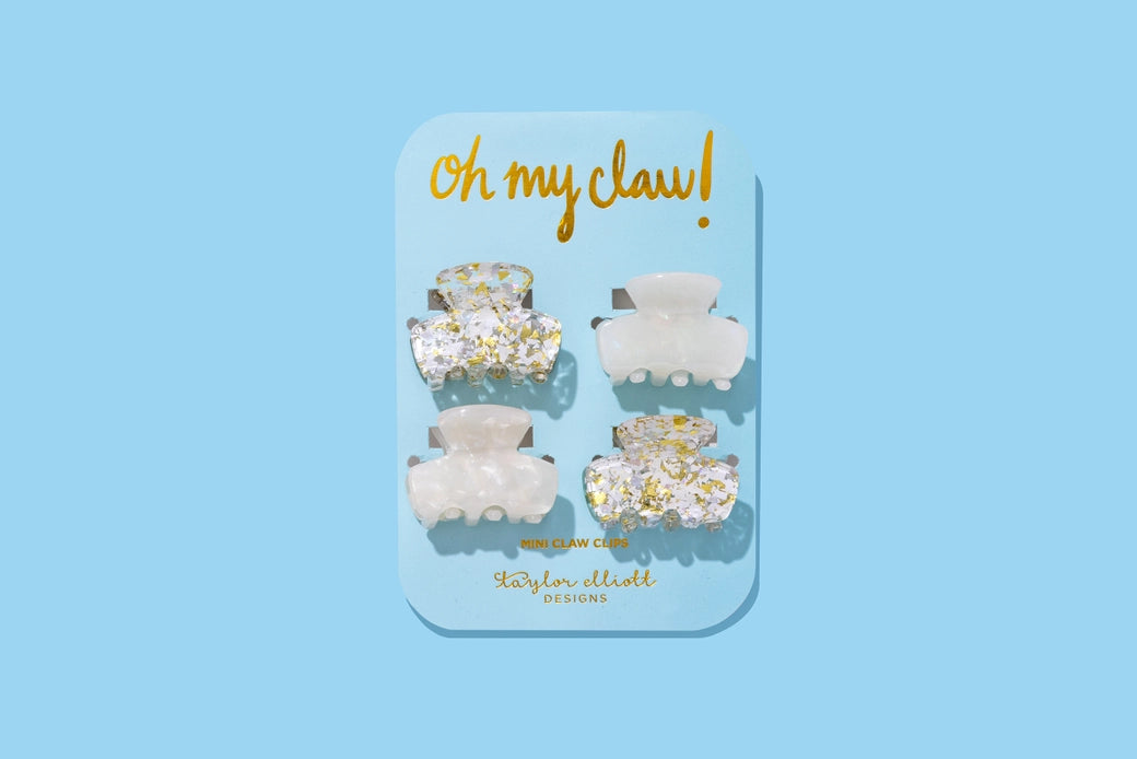 Mini Claw Hair Clips - Pearl Confetti