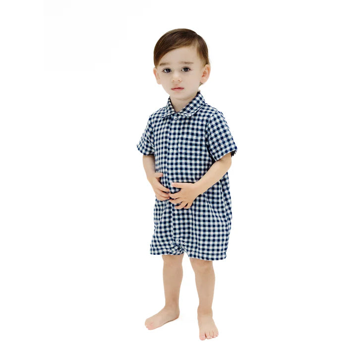 Polo Shortie | Navy Gingham