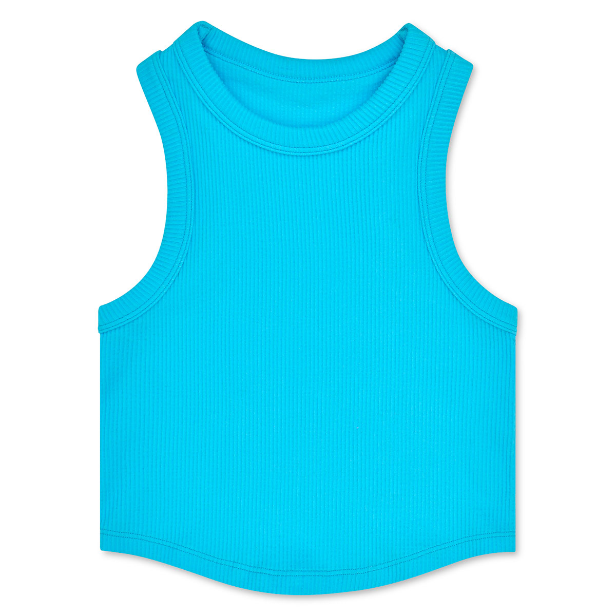Cropped Ribbed Racerback Tank | Turquoise