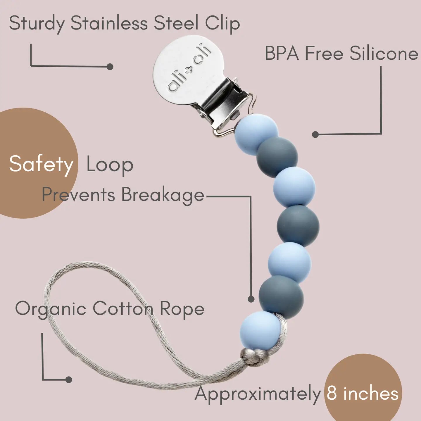 Silicone Pacifier Clip | Iron