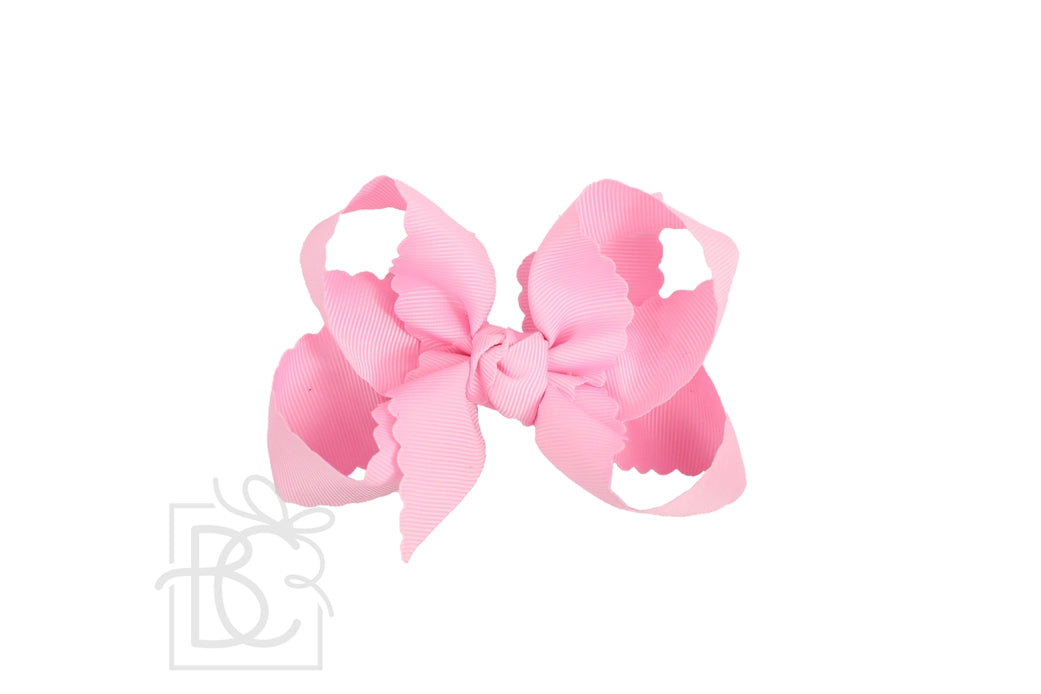 Scalloped Edge Bow with Clip | Pink