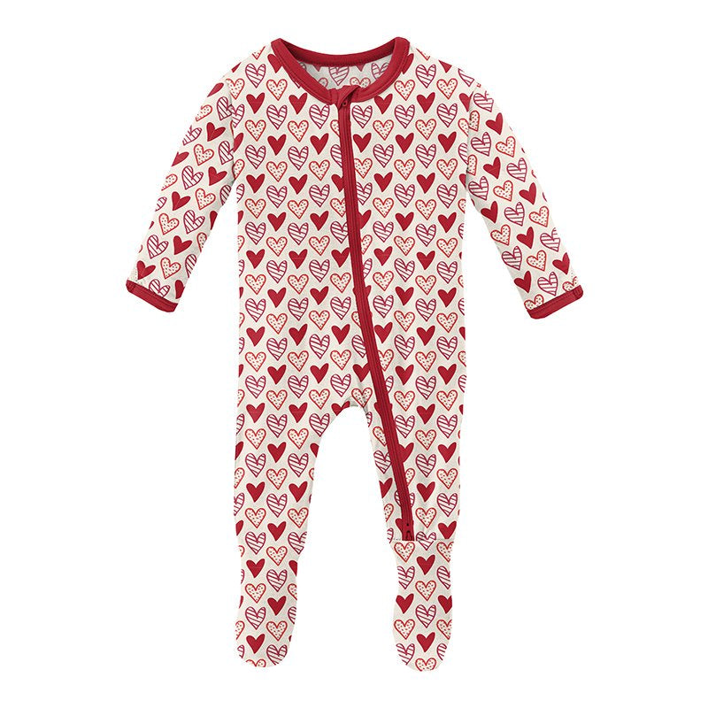 Zipper Footie | Heart Doodles