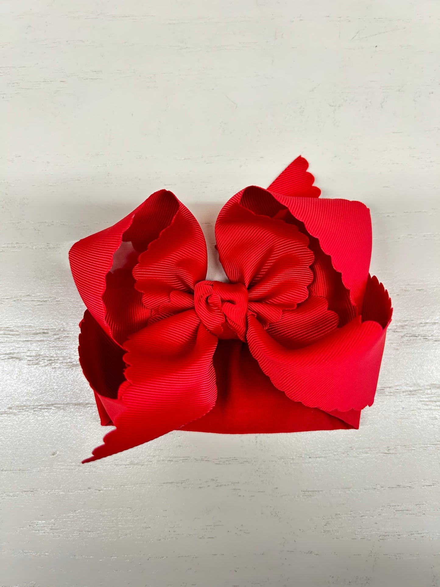 Noah Headband Bow | Red Scallop