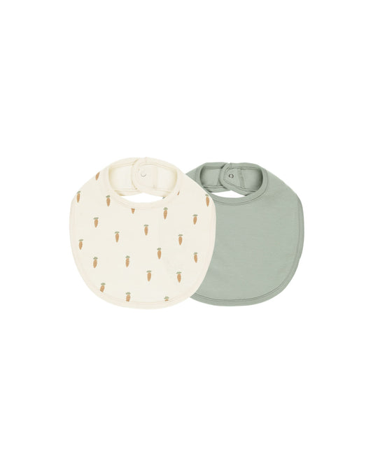 2 Pack Jersey Snap Bib | Carrots + Sage