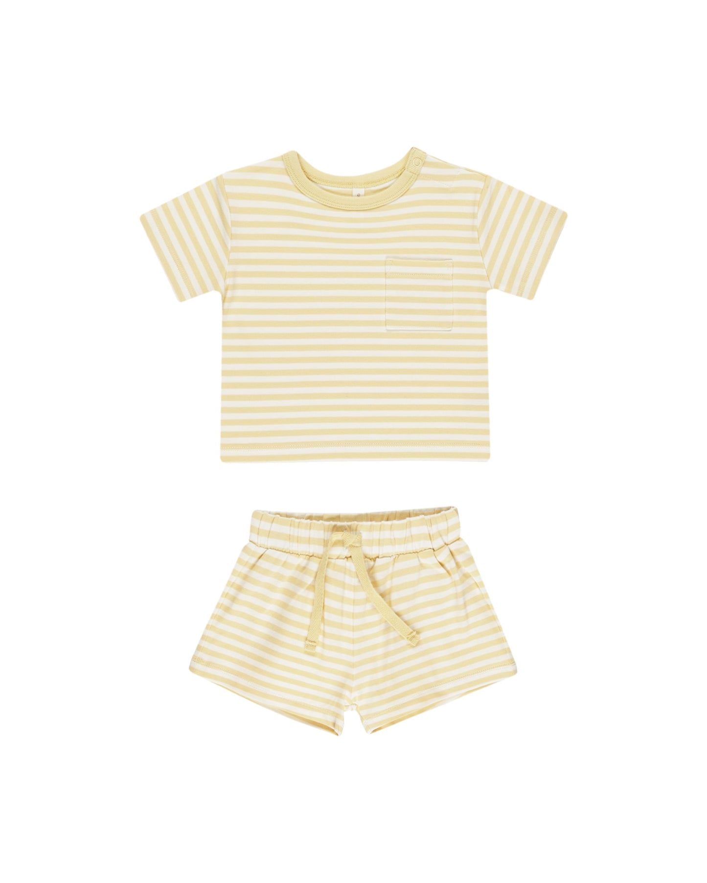 Pocket Tee + Short Set | Yellow Stripe