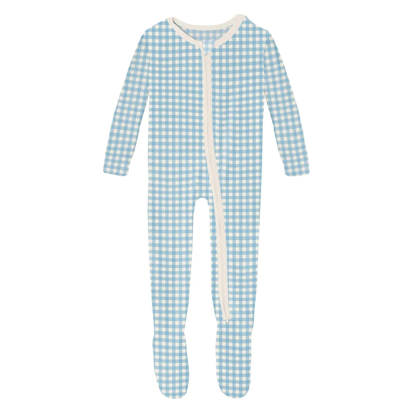 Zipper Footie | Seaside Blue Gingham
