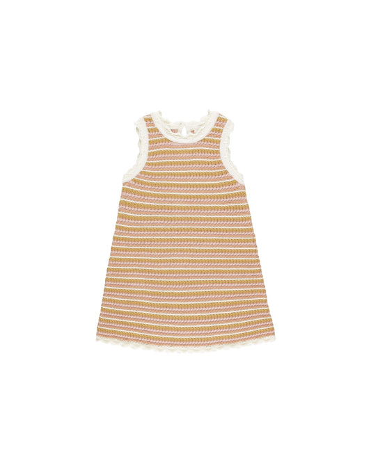 Crochet Tank Mini Dress | Pink Stripe