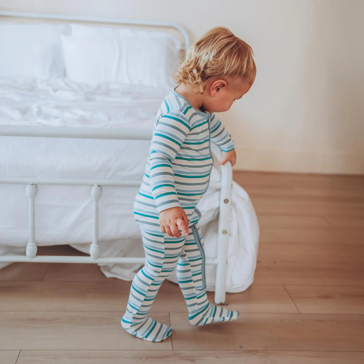 2 Way Zipper Footie | Lakeside Stripe