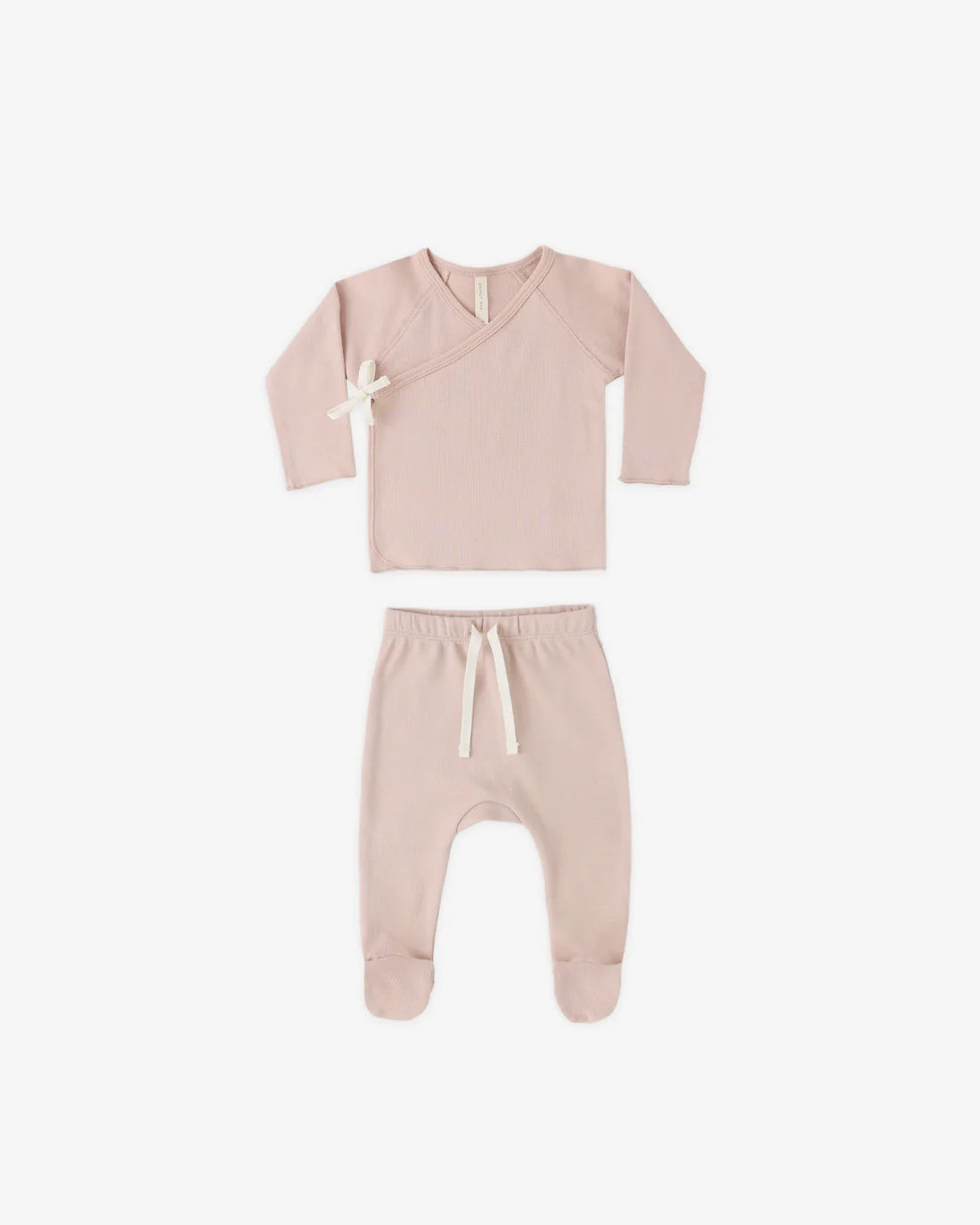 Wrap Top + Footed Pant Set | Blush