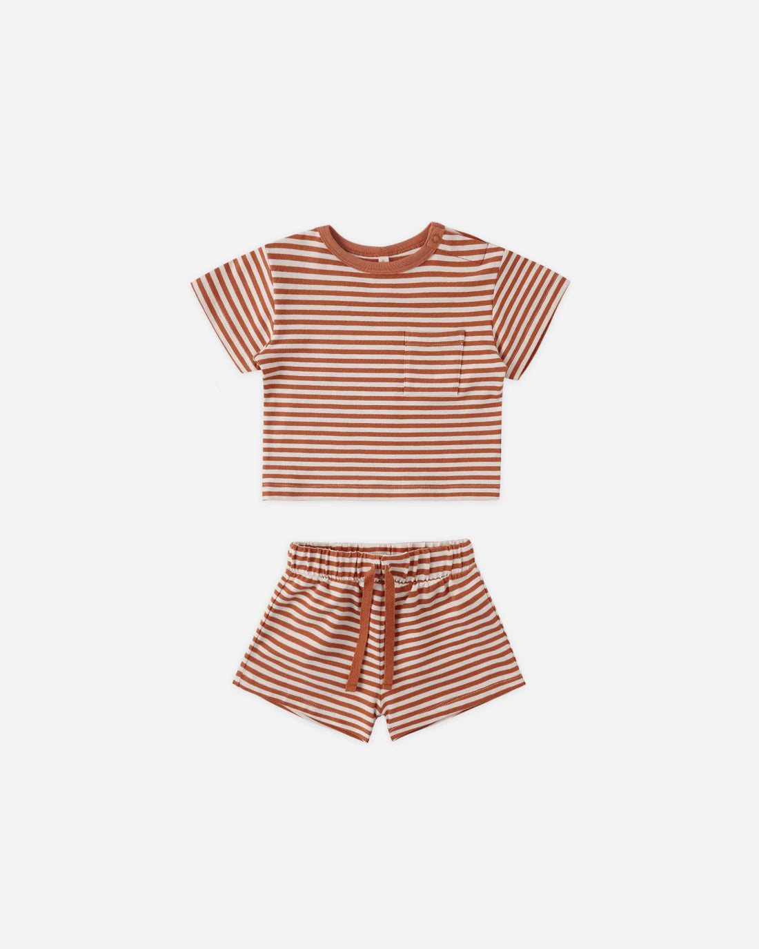 Boxy Pocket Tee + Short Set Poppy Stripe