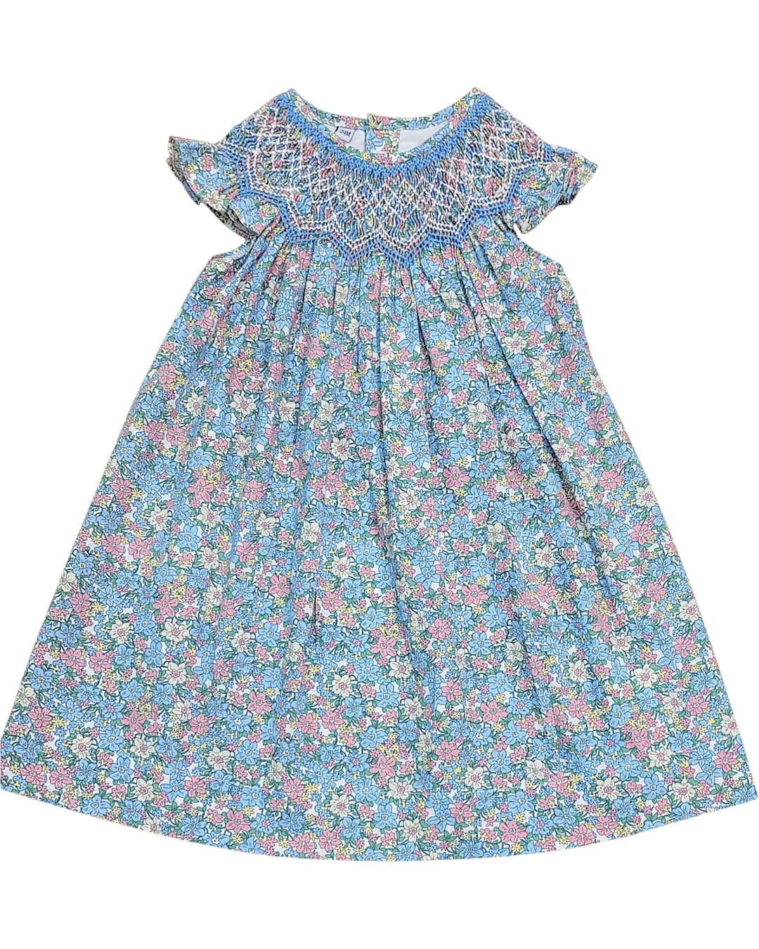 Smocked Amelia Teal | Floral Bishop Dress