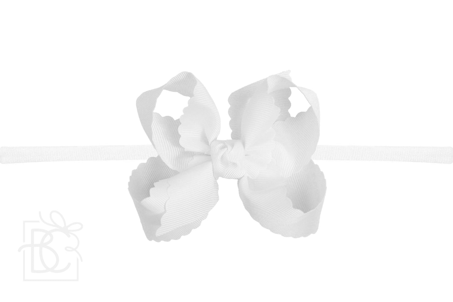 Scalloped Mini Noah Headband Bow | White