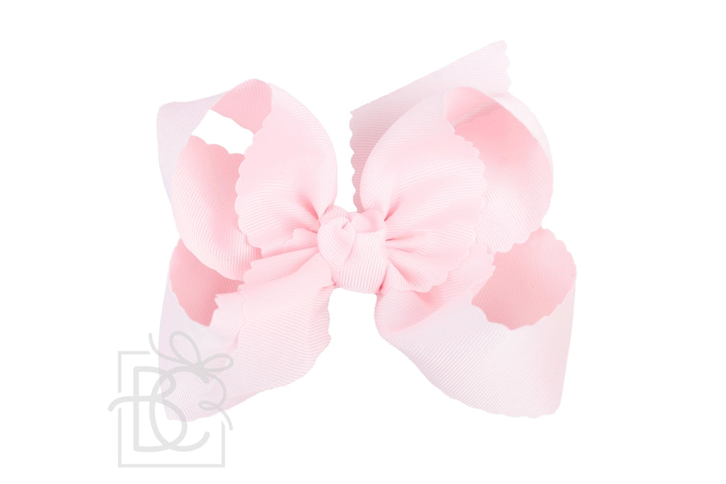 Scalloped Edge Bow with Clip | Powder Pink