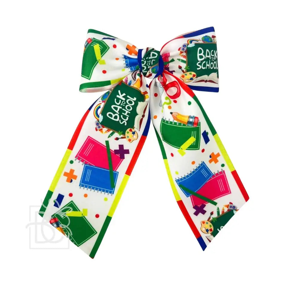 Back To School Hair Bow w/ Euro Knot & Tails
