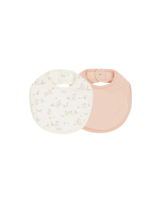 2 Pack Jersey Snap Bib | Bunnies + Melon