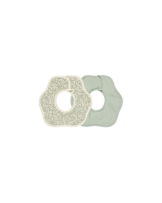 2 Pack Flower Bib | Green Garden + Sage