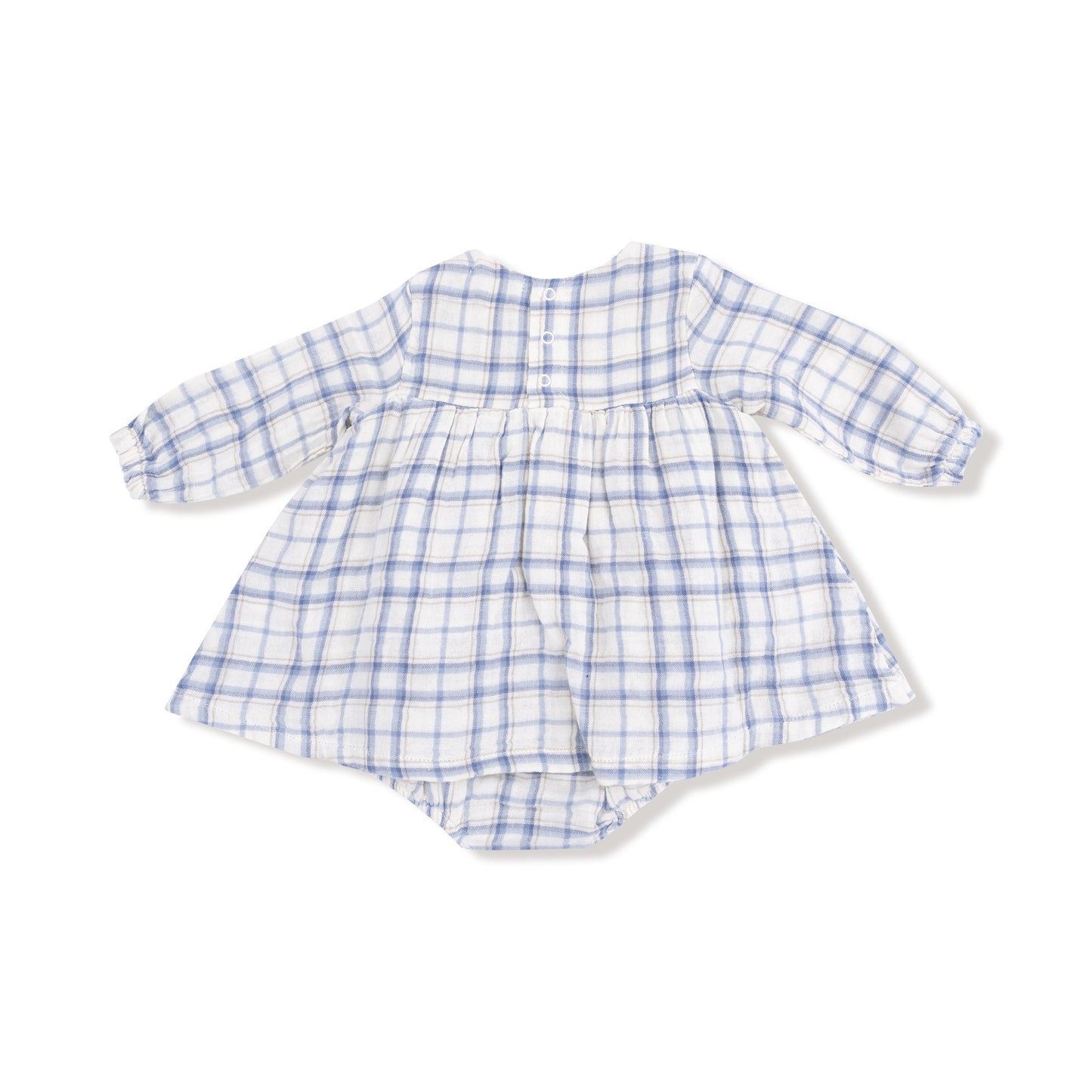 Blue Plaid - Smocked Ruffle Bubble