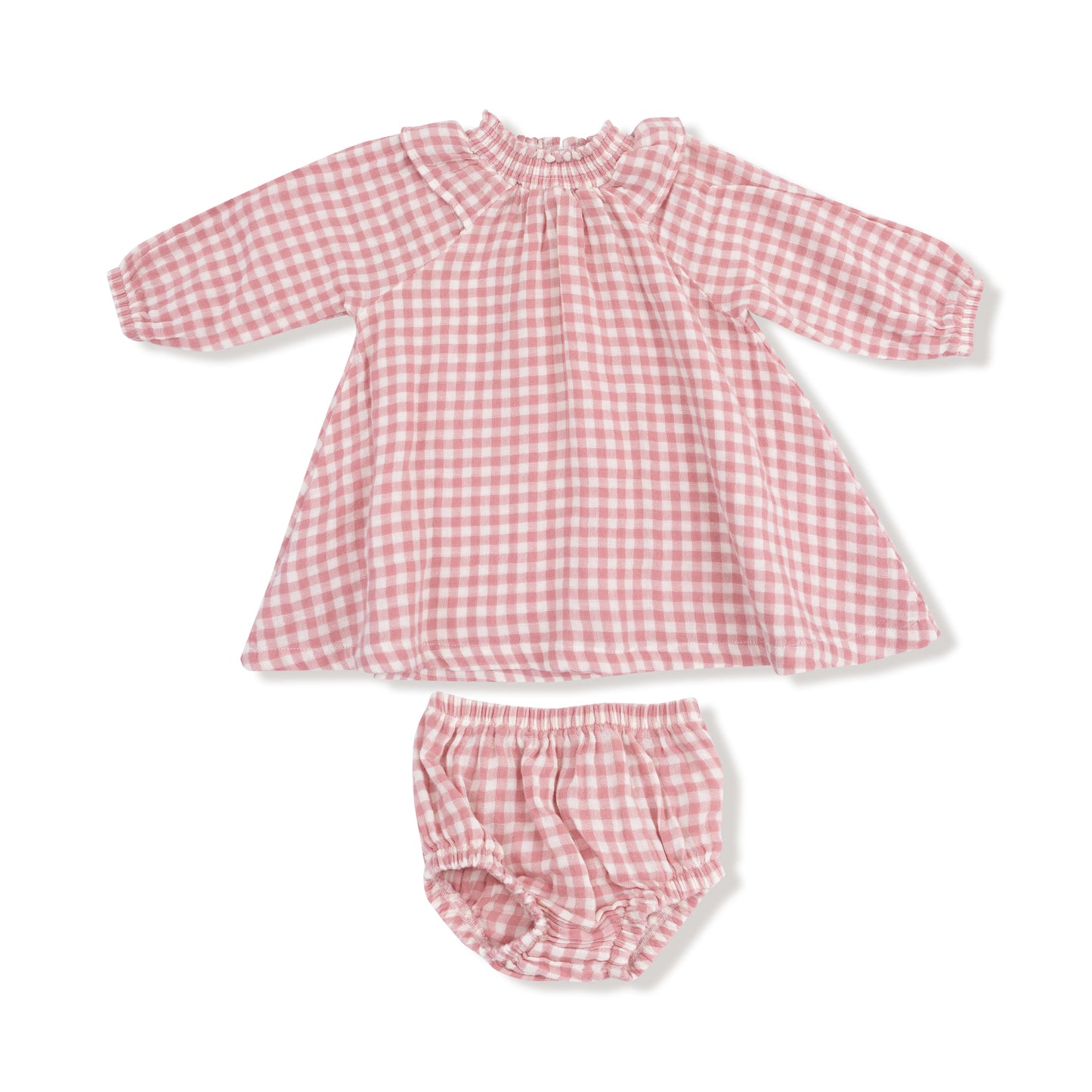 Rose Plaid - Ruffle Smocked Dress + Diaper Cover