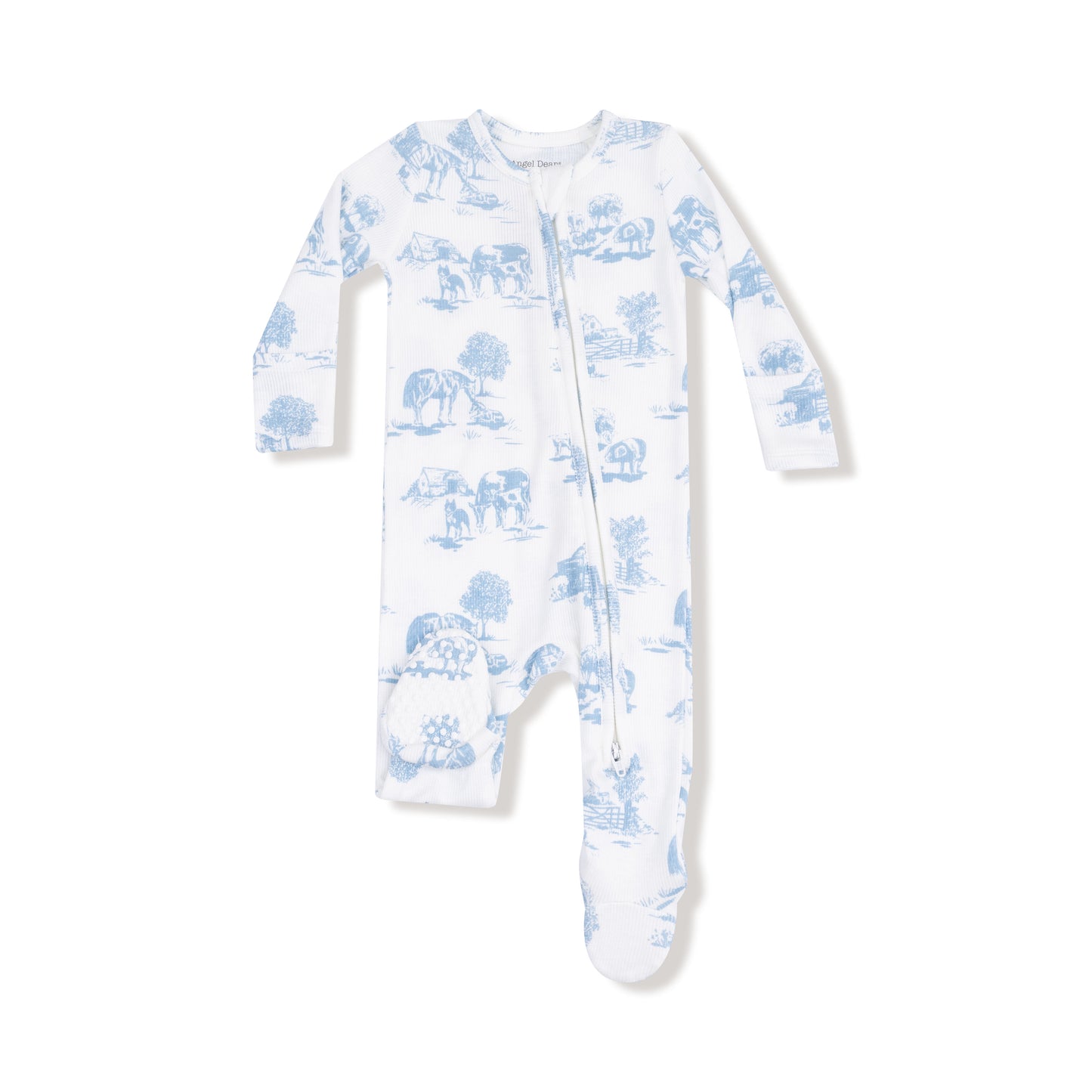 Blue Farm Toile | 2 Way Zipper Footie