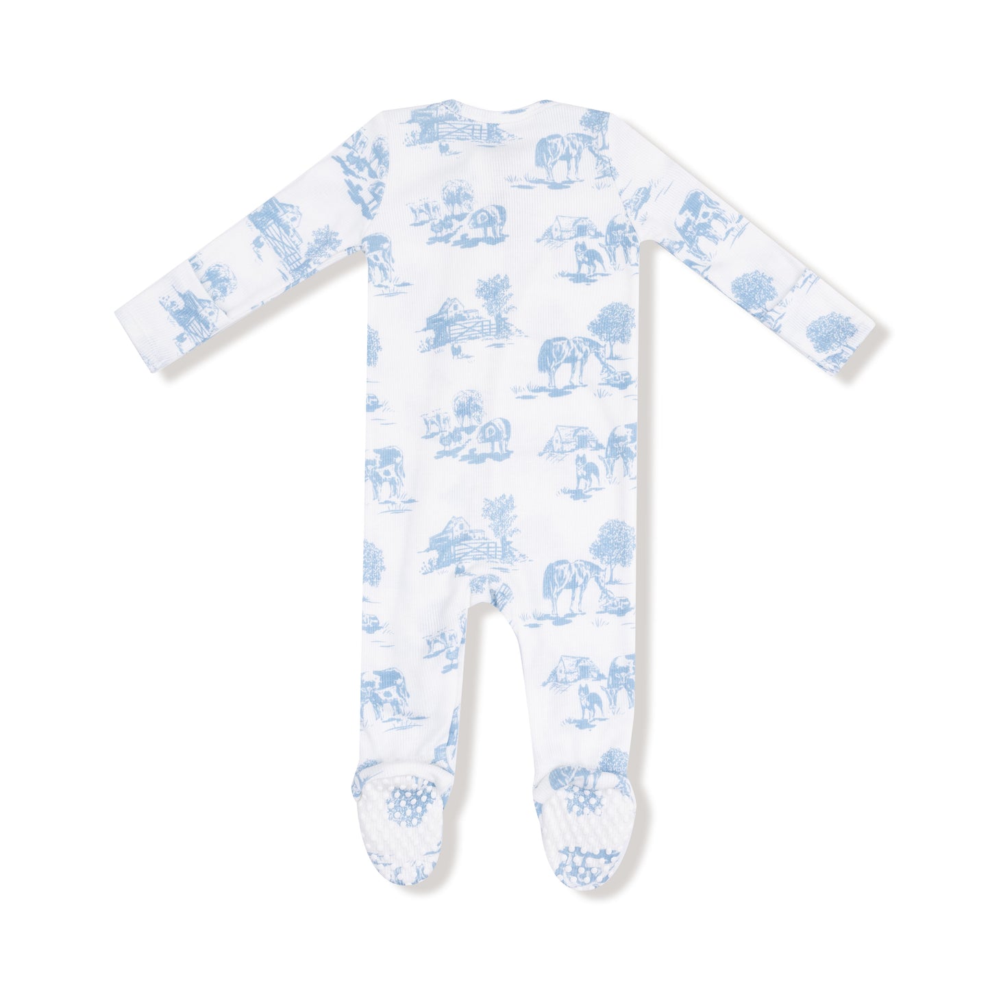 Blue Farm Toile | 2 Way Zipper Footie