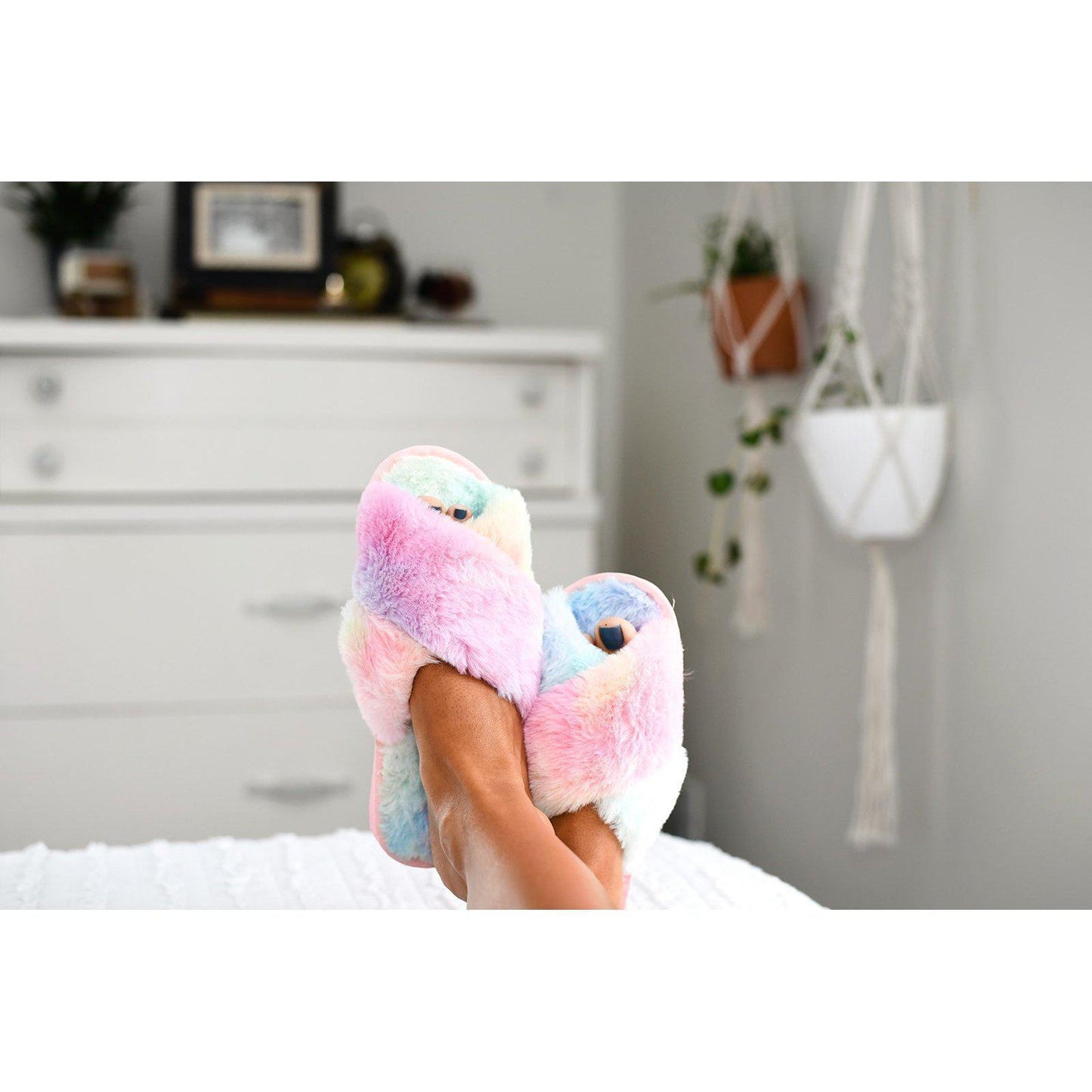 Tween Rainbow Tie Dye Slippers