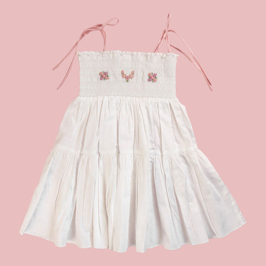 Embroidered Petals Smocked Dress