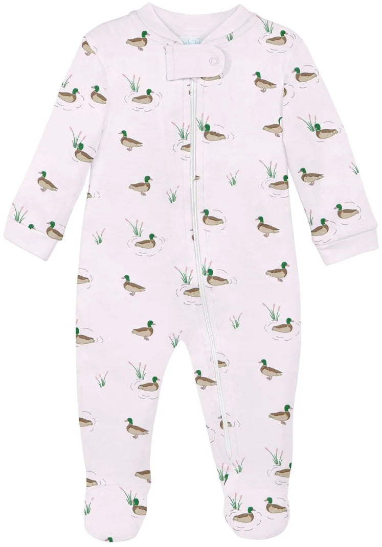 Pink Duck By Lake | Zipper Footie