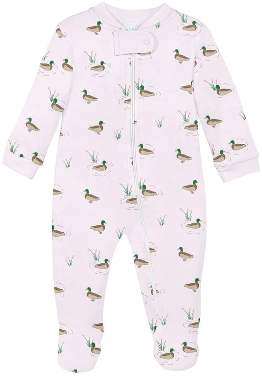 Pink Duck By Lake | Zipper Footie