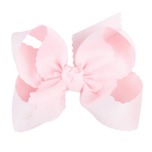 Scalloped Edge Bow with Clip | Light Pink