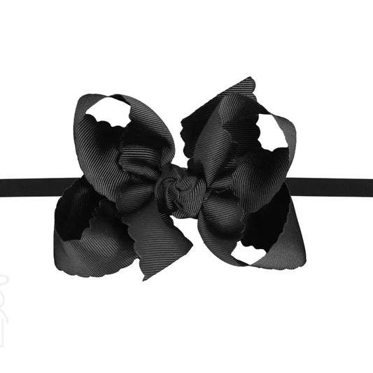 Scalloped Mini Noah Headband Bow | Black