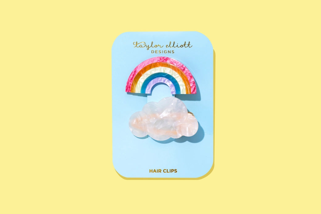 Hair Clip Set - Rainbow + Cloud