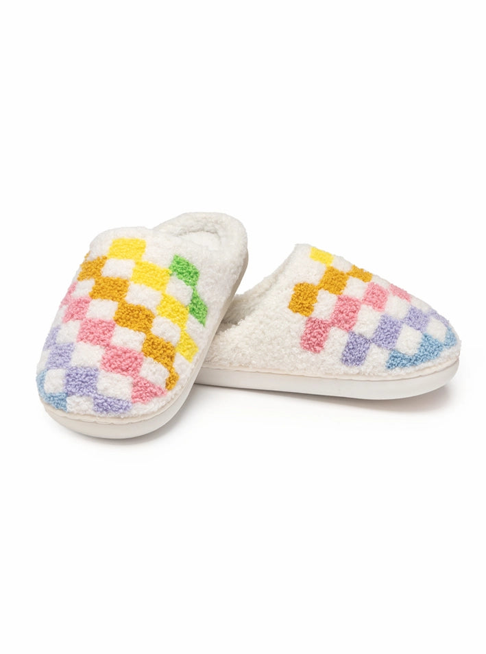 Kids Slippers | Rainbow Checkered