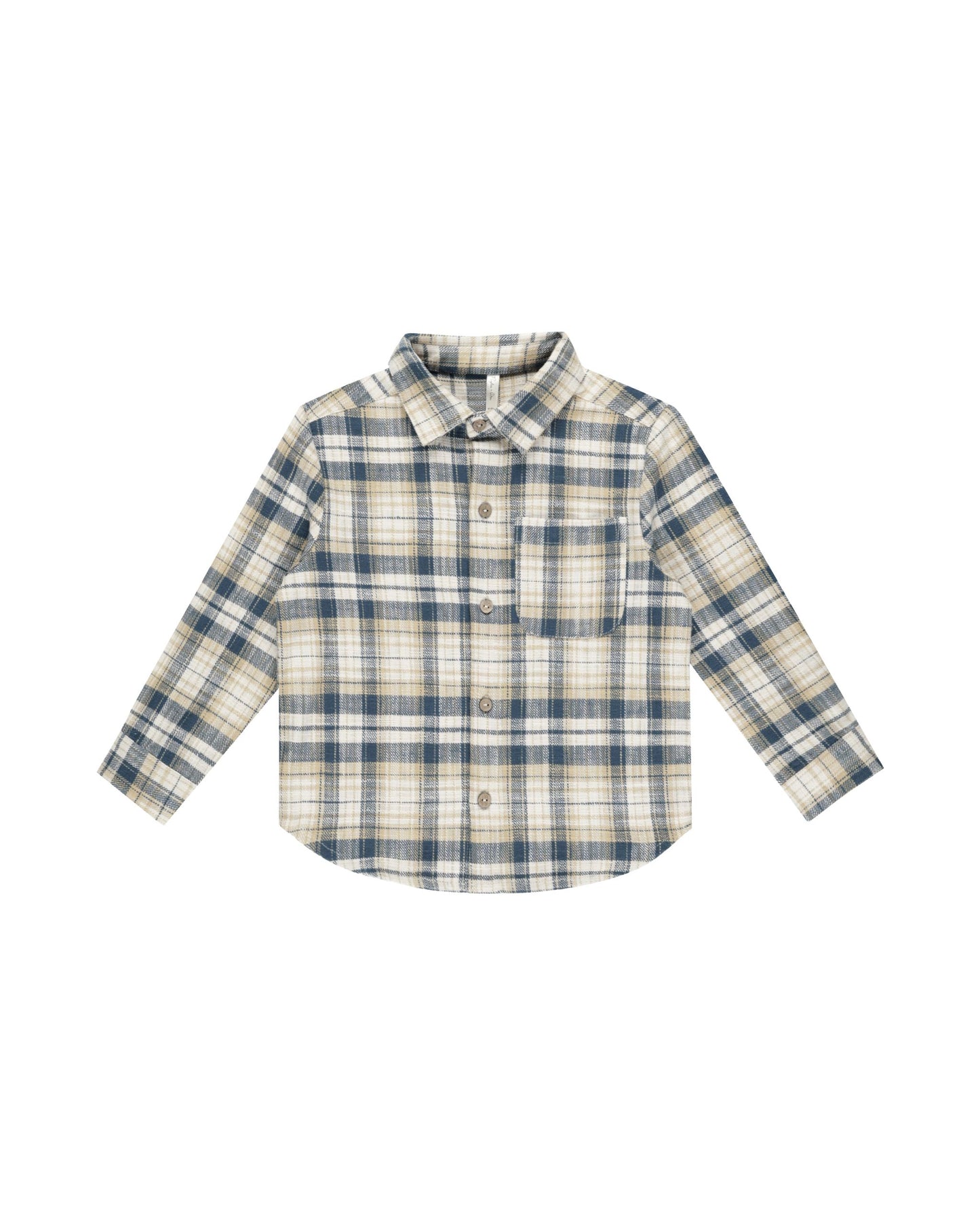 Collared Long Sleeve Shirt | Indigo Plaid