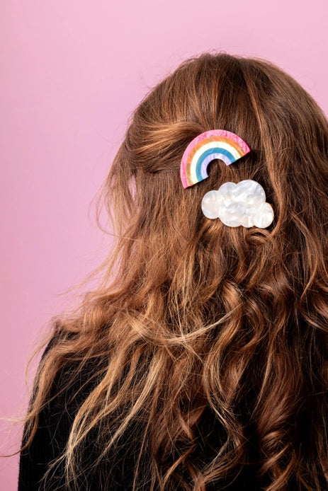 Hair Clip Set - Rainbow + Cloud