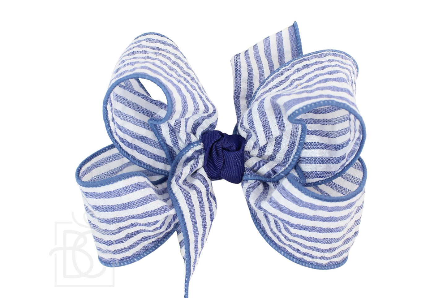 Seersucker Bow On Clip | Navy